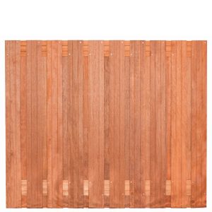 Tuinscherm Dronten, keruing hardhout, RVS-geschroefd, 21-planks (19+2) 180 x 150 cm