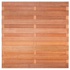 Tuinscherm Bronkhorst, keruing hardhout, RVS-geschroefd, horizontaal, 18-planks (15+3) 180 x 180 cm