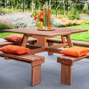 Hardhouten picknicktafel vierkant Premium