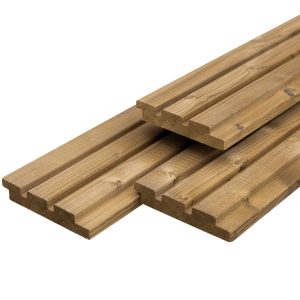 Thermoline NE vuren triple profiel 2,6 x 14,0 x 300 cm, gedroogd, thermisch gemodificeerd, geschaafd