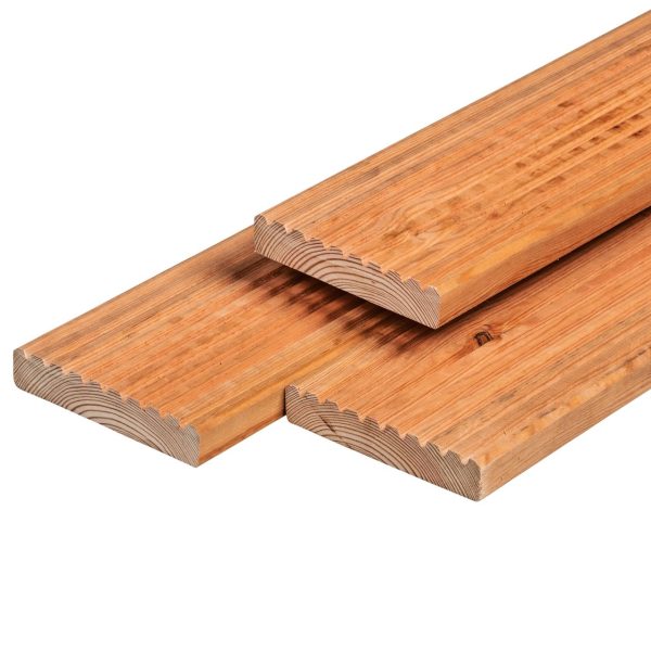 Red Class Wood ME vuren vlonderplank 2,8 x 14,5 x 500 cm, gedroogd, geïmpregneerd, geschaafd, 1 zijde 9 groeven