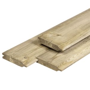 Grenen dubbel rabat 1,8 x 14,0 x 420 cm, vers, groen geïmpregneerd, geschaafd