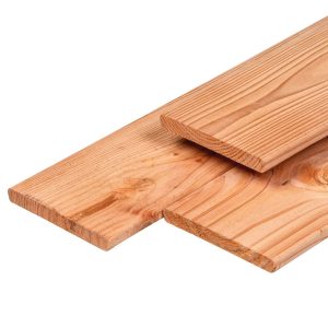 Douglas plank 1,6 x 14,0 x 300 cm, gedroogd, geschaafd, 4 ronde hoeken
