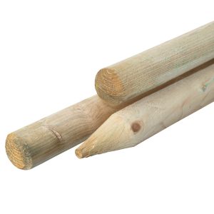 Grenen pallisade Ø 6,0 x 250 cm, groen geïmpregneerd, gepunt, rond gefreesd, gekruind