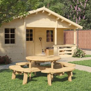 Picknicktafel rond Classic, vuren gedroogd, groen geïmpregneerd