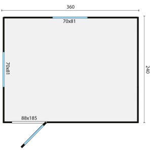 Circuswagen Joey | 19mm | vuren onbehandeld | 360 x 240 cm | excl. onderstel