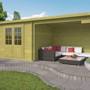 Blokhut - Tuinhuis Freddy | 28 mm | vuren groen geïmpregneerd