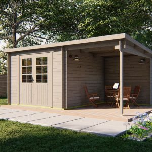 Blokhut - Tuinhuis Dora | 28 mm | vuren grijs geïmpregneerd