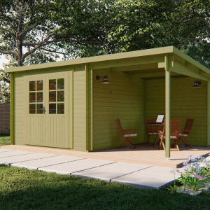 Blokhut - Tuinhuis Dora | 28 mm | vuren groen geïmpregneerd