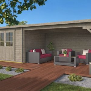 Blokhut - Tuinhuis Charlotta | 28 mm | vuren grijs geïmpregneerd
