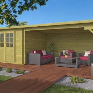 Blokhut - Tuinhuis Charlotta | 28 mm | vuren groen geïmpregneerd