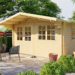 Blokhut - Tuinhuis Inge | 44 mm | vuren grijs geïmpregneerd