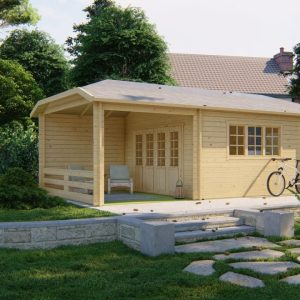 Blokhut - Tuinhuis Sibella | 44 mm | vuren bruin geïmpregneerd