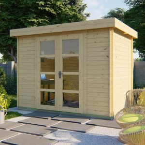 Blokhut - Tuinhuis Minimodern | 28 mm | vuren bruin geïmpregneerd