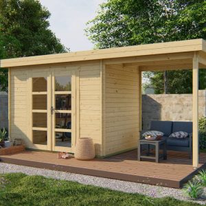 Blokhut - Tuinhuis Middelmodern | 28 mm | vuren onbehandeld