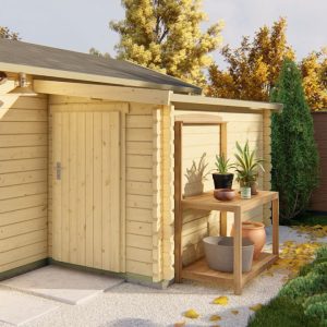 Blokhut - Tuinhuis Aanbouw | 28 mm | vuren Red Class Wood geïmpregneerd