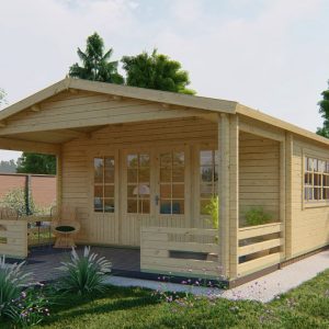 Blokhut - Tuinhuis Nottingham | 58 mm | vuren grijs geïmpregneerd