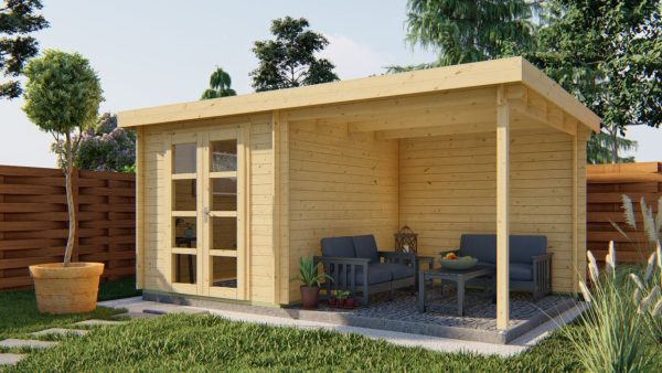 Blokhut - Tuinhuis Eirunn | 28 mm | bruin geïmpregneerd