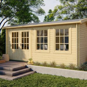 Blokhut - Tuinhuis Justine | 40 mm | vuren grijs geïmpregneerd