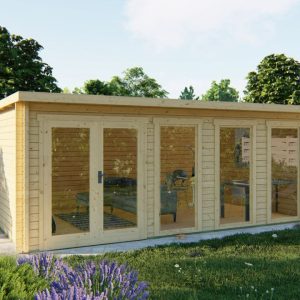 Blokhut - Tuinhuis Gabriella | 58 mm | grijs geïmpregneerd