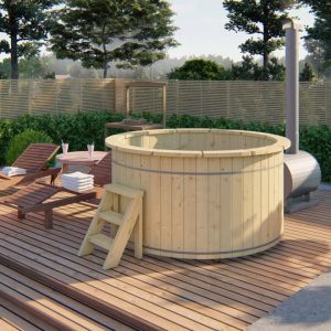 Hottub met externe RVS kachel ø200 cm onbehandeld vuren