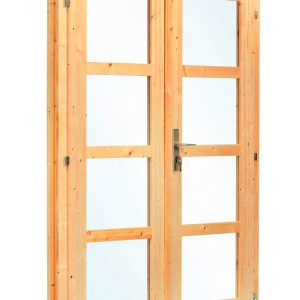 Dubbele deur+kozijn enkel glas D1 | Red Class Wood geïmpregneerd