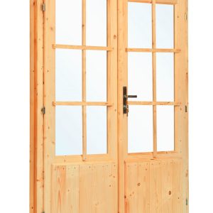 Dubbele deur+kozijn enkel glas D3 | Red Class Wood geïmpregneerd