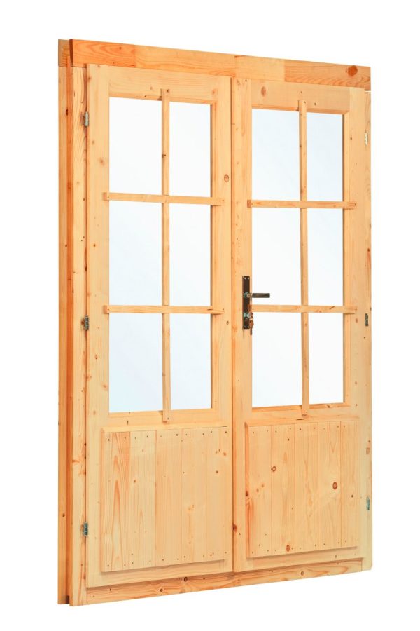 Dubbele deur+kozijn enkel glas D3 | Red Class Wood geïmpregneerd