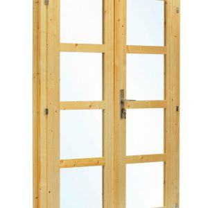 Dubbele deur+kozijn enkel glas D1 | honinggeel geïmpregneerd