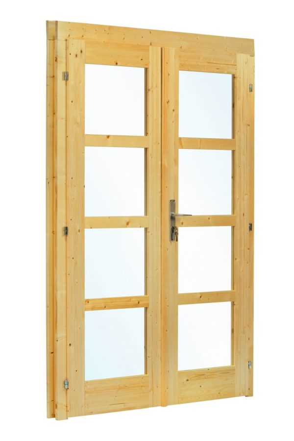 Dubbele deur+kozijn enkel glas D1 | honinggeel geïmpregneerd
