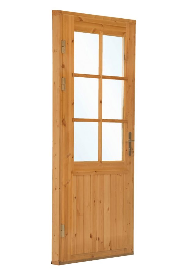Deur enkel met raam XXL LS vuren 106,5 x 215 cm | bruin geïmpregneerd