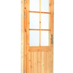 Deur enkel met raam XXL LS vuren 106,5 x 215 cm | Red Class Wood geïmpregneerd