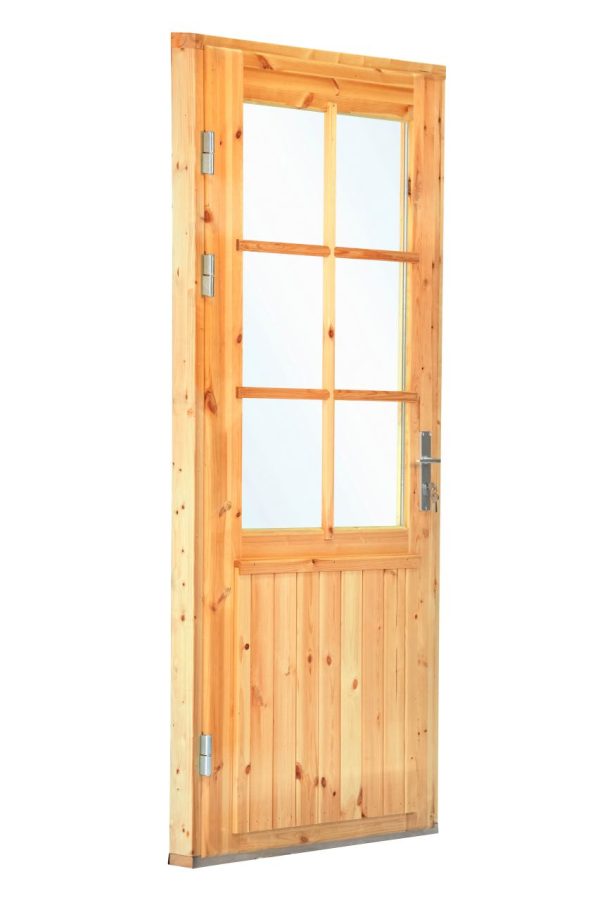 Deur enkel met raam XXL LS vuren 106,5 x 215 cm | Red Class Wood geïmpregneerd