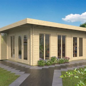 Blokhut - Tuinhuis Hildegard | 44 mm | vuren grijs geïmpregneerd