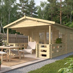 Blokhut - Tuinhuis Sanstrov | 44 mm | vuren grijs geïmpregneerd