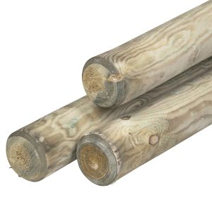Grenen pallisade Ø 10,0 x 300 cm, groen geïmpregneerd, rond gefreesd, gekruind