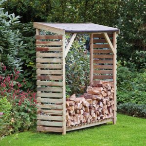 Openhaardhout berging, groen geïmpregneerd grenen B180 x D50 x H180 cm