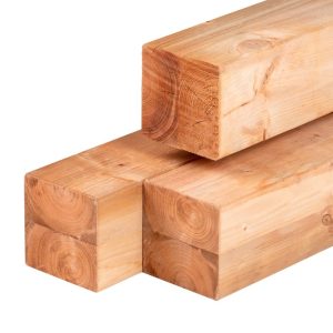 Red Class Wood ME vuren paal 12,0 x 12,0 x 500 cm, gedroogd, geïmpregneerd, geschaafd, 4 ronde hoeken, gelamineerd