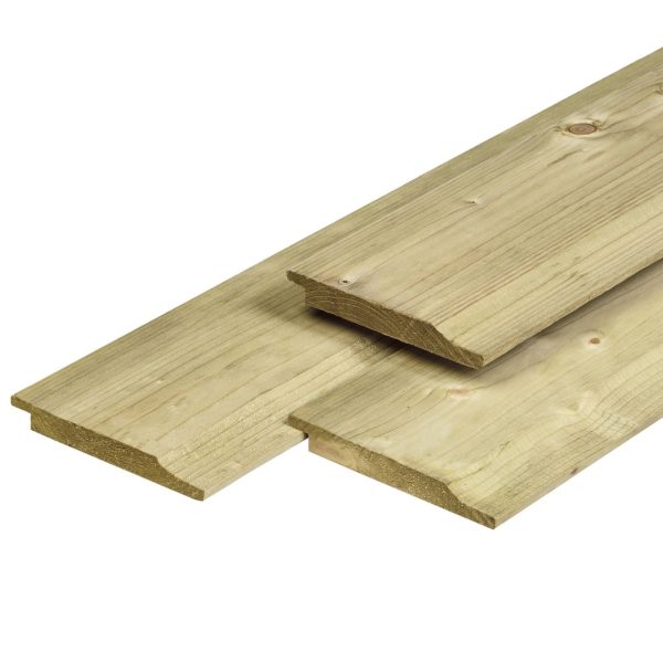NE vuren halfhouts rabat 1,9 x 14,5 x 270 cm, gedroogd, groen geïmpregneerd, geschaafd