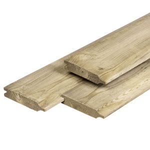 Grenen overhangend rabat 1,8 x 14,5 x 300 cm, vers, groen geïmpregneerd, geschaafd