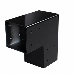 Gegalvaniseerd verbindingsstuk 2-weg 90-hoek voor vierkante palen 12 x 12 cm zwart gepoedercoat