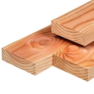 Douglas ligger 6,5 x 21,0 x 500 cm, gedroogd, geschaafd, 4 ronde hoeken