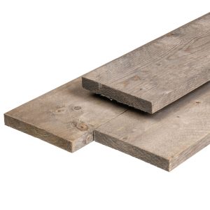 ME vuren steigerplank 2,9 x 19,0 x 400 cm, gedroogd, zilvergrijs geïmpregneerd, fijnbezaagd, scherpkantig