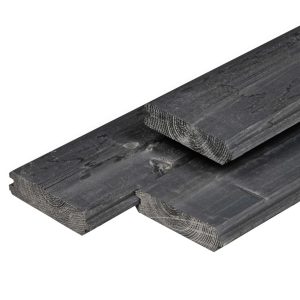 NE vuren blokhutprofiel 2,8 x 12,1 x 300 cm, gedroogd, zwart geïmpregneerd, geschaafd