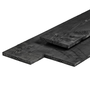 Douglas kantplank 2,5 x 25,0 x 400 cm, vers, zwart geïmpregneerd, fijnbezaagd, scherpkantig