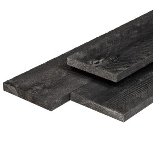 Douglas kantplank 1,6 x 14,0 x 400 cm, vers, zwart geïmpregneerd, fijnbezaagd, scherpkantig