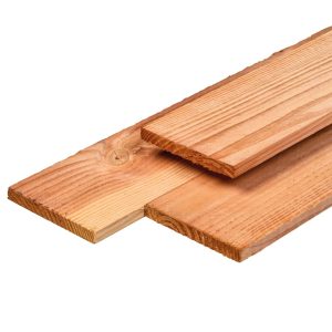 Douglas plank 1,6 x 14,0 x 400 cm, gedroogd, geschaafd, 4 ronde hoeken