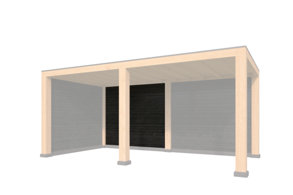 Wandmodule Type B Zweeds rabat zwart gespoten vuren 250 x 224 cm