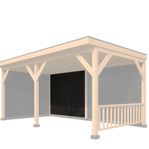 Wandmodule Type D Zweeds rabat zwart gespoten vuren 350 x 224 cm