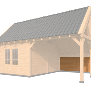 Wandmodule Type F, achterwand kapschuur- zweeds rabat Red Class Wood 300 x 140 cm